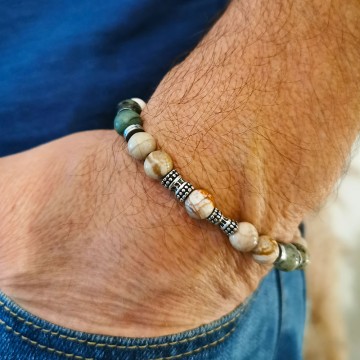 Bracelet élastique Fidji en pierres fines pour homme - Majabel